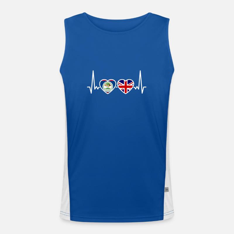 Belize UK Heartbeat British Belizean Flag Men's Functional Contrast Tank Top 