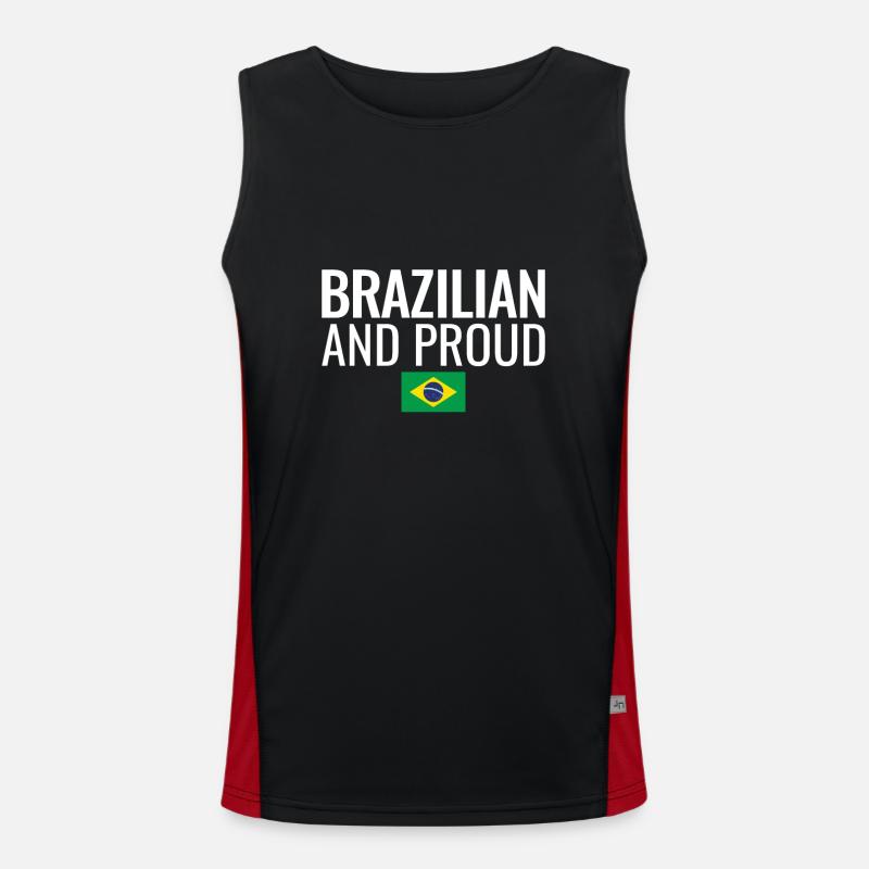 Drapeau brésilien et fier du Brésil Débardeur respirant contrasté Homme 