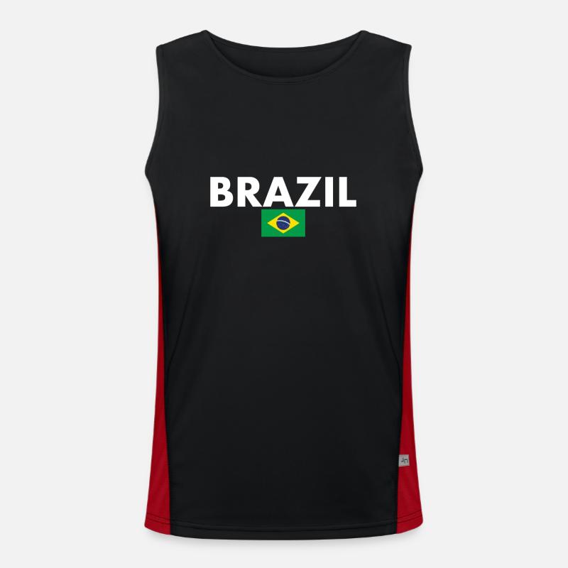 Brésil Brésil Drapeau brésilien Débardeur respirant contrasté Homme 