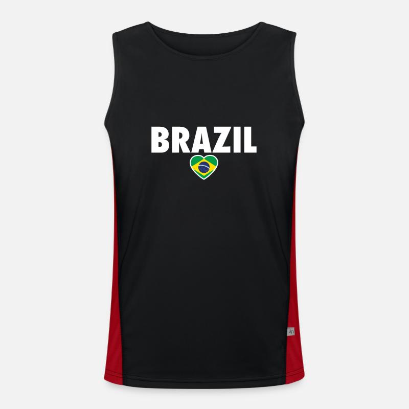 Brésil Brésil Drapeau brésilien Débardeur respirant contrasté Homme 