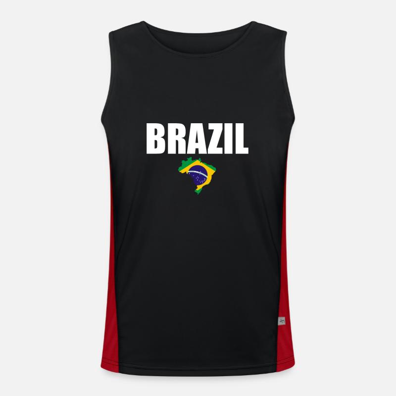 Carte Brésil Brésil Drapeau brésilien Débardeur respirant contrasté Homme 