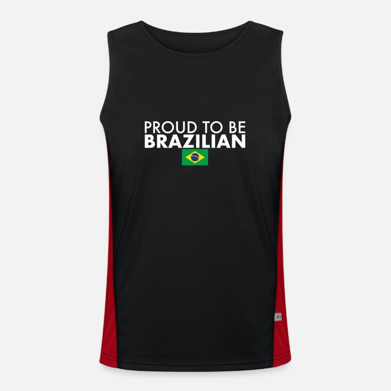 Fier d’être le drapeau brésilien du Brésil Débardeur respirant contrasté Homme 