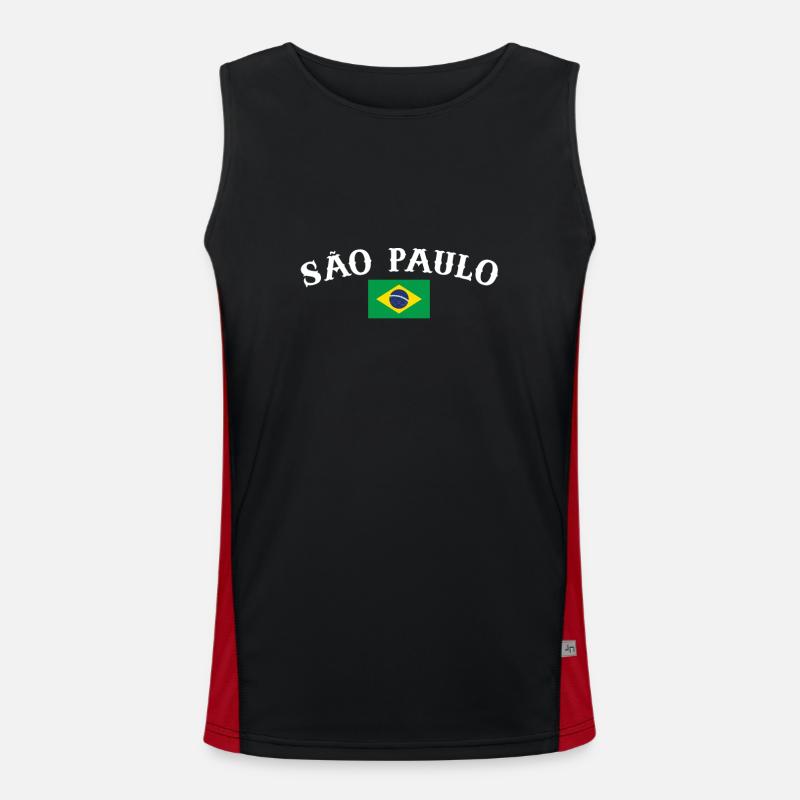 São Paulo Brésil Brésil Drapeau brésilien Débardeur respirant contrasté Homme 