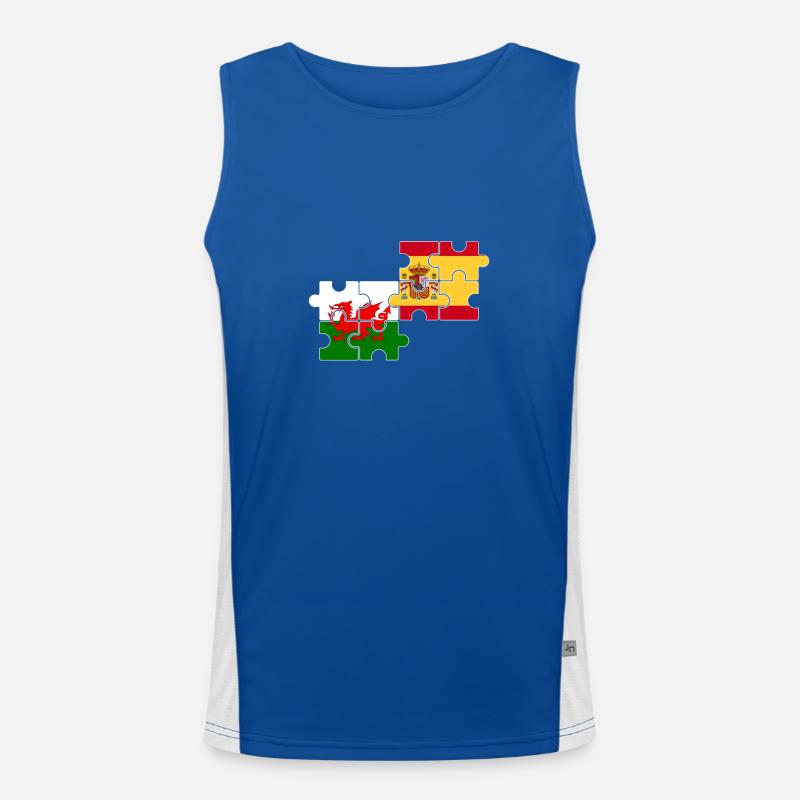 Wales Spanien Flagge Spanier Waliser Funktionelles Kontrast-Tank Top für Männer 