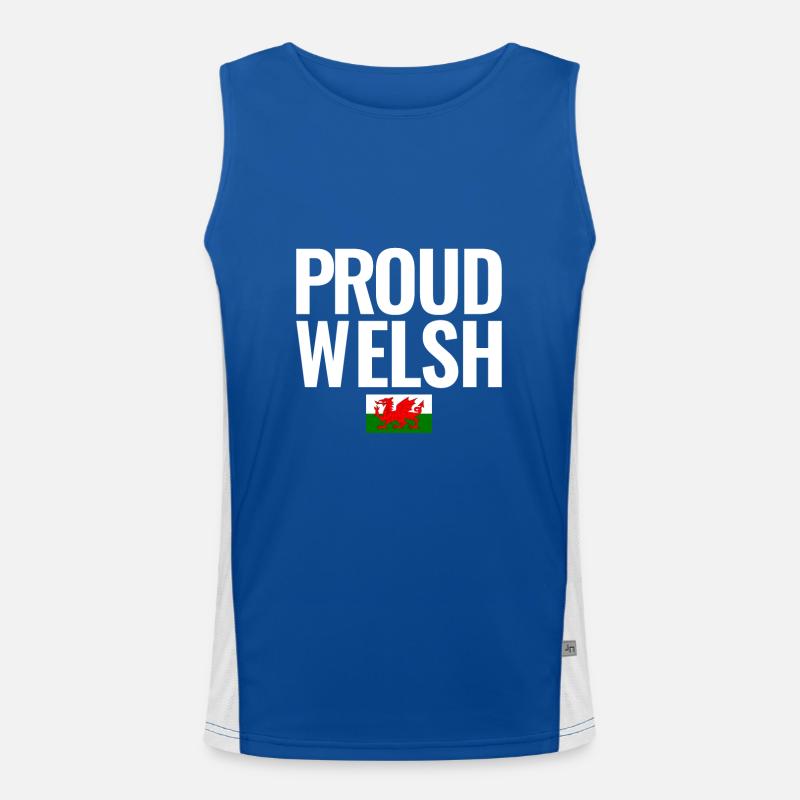 Proud Welsh Wales Walisische Flagge Waliser Funktionelles Kontrast-Tank Top für Männer 