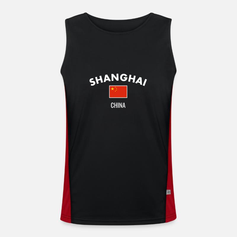 Shanghai Chine Drapeau chinois Débardeur respirant contrasté Homme 