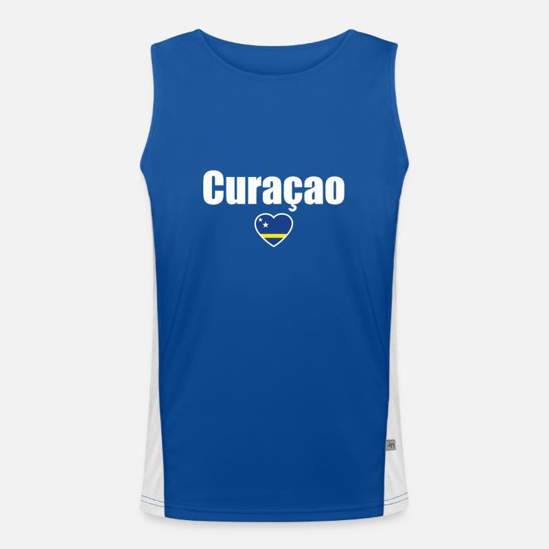 Curaçao Flagge Funktionelles Kontrast-Tank Top für Männer 