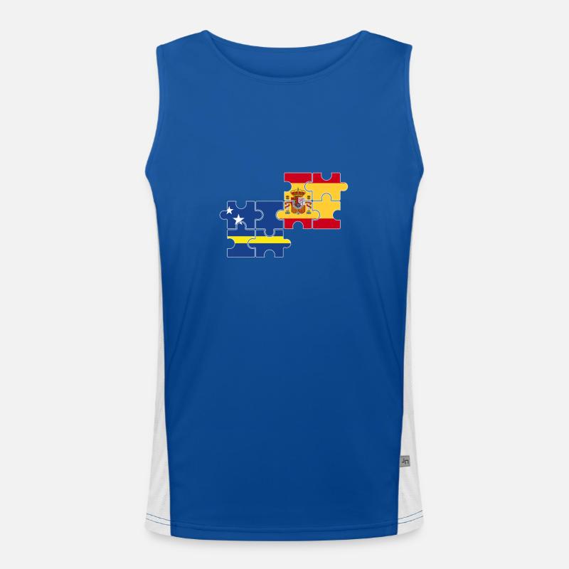 Curaçao Spain Flag Men's Functional Contrast Tank Top 