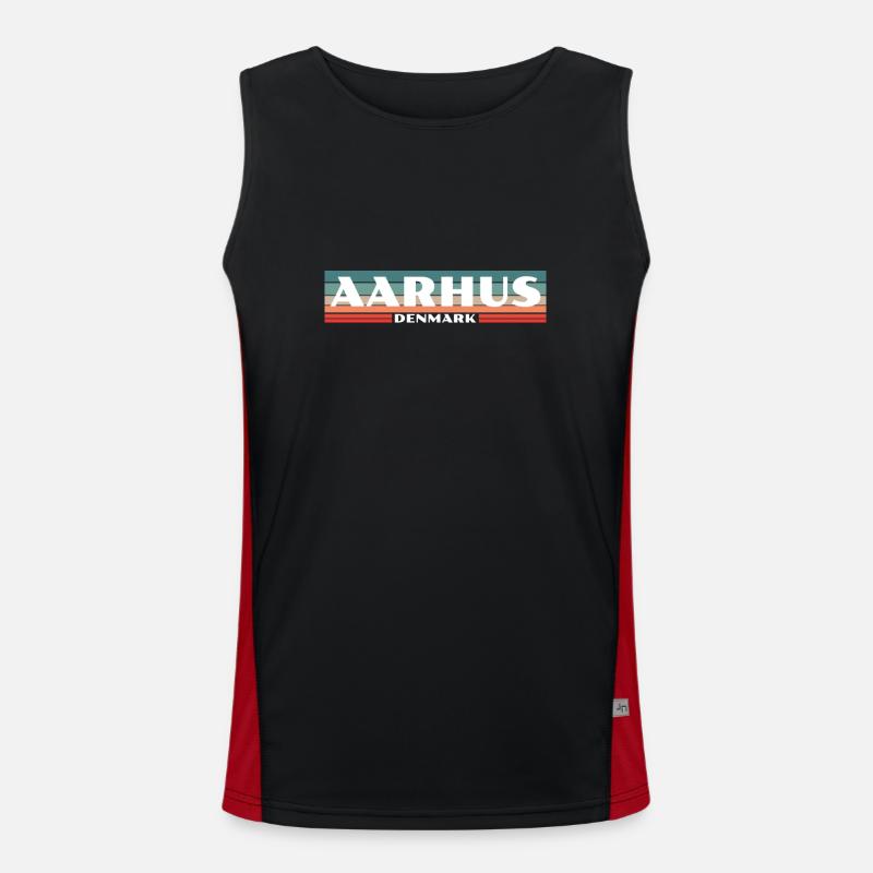 Aarhus Danmark Danmark Dansk Stolt dansker - Funktionel kontrast tanktop til herrer - sort/rød