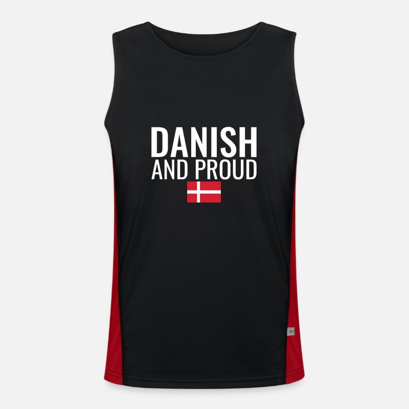 Danish And Proud Denmark Danish Flag Dane Men's Functional Contrast Tank Top 