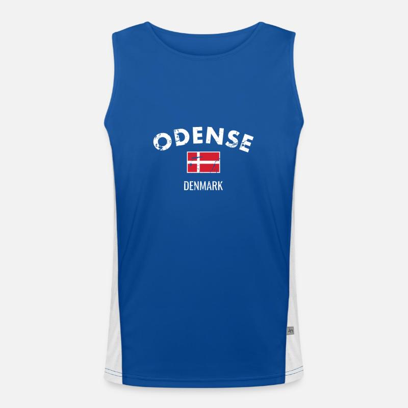 Odense Denmark Vintage Danish Flag Men's Functional Contrast Tank Top 