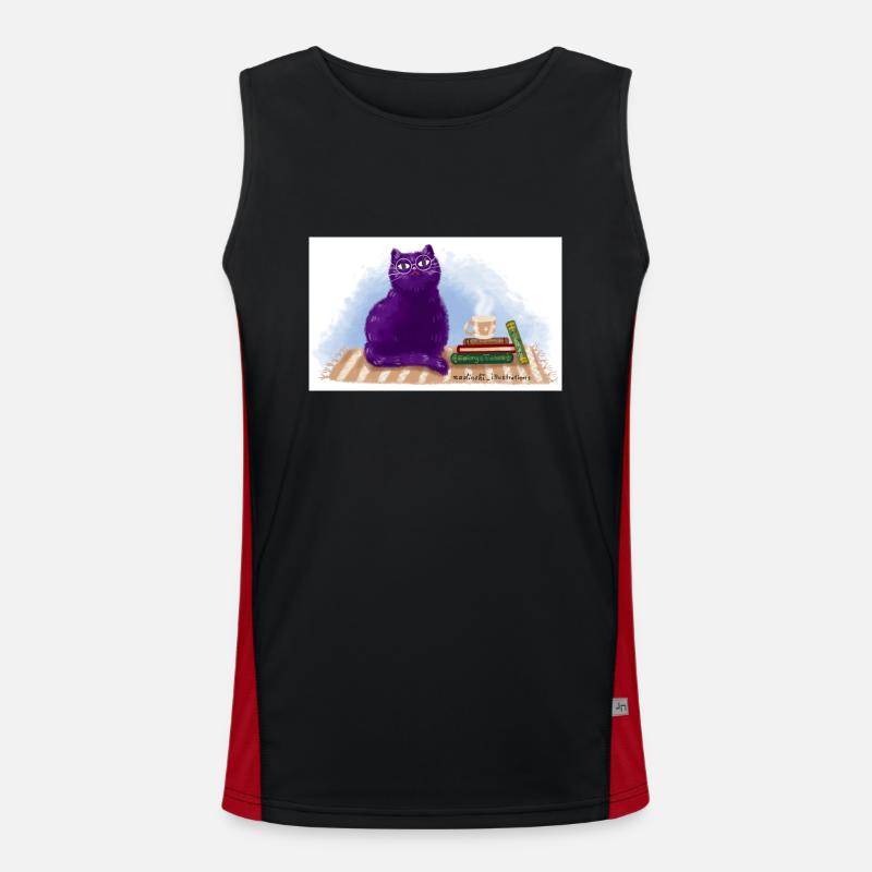 Katze, Bücher und Tee Funktionelles Kontrast-Tank Top für Männer 