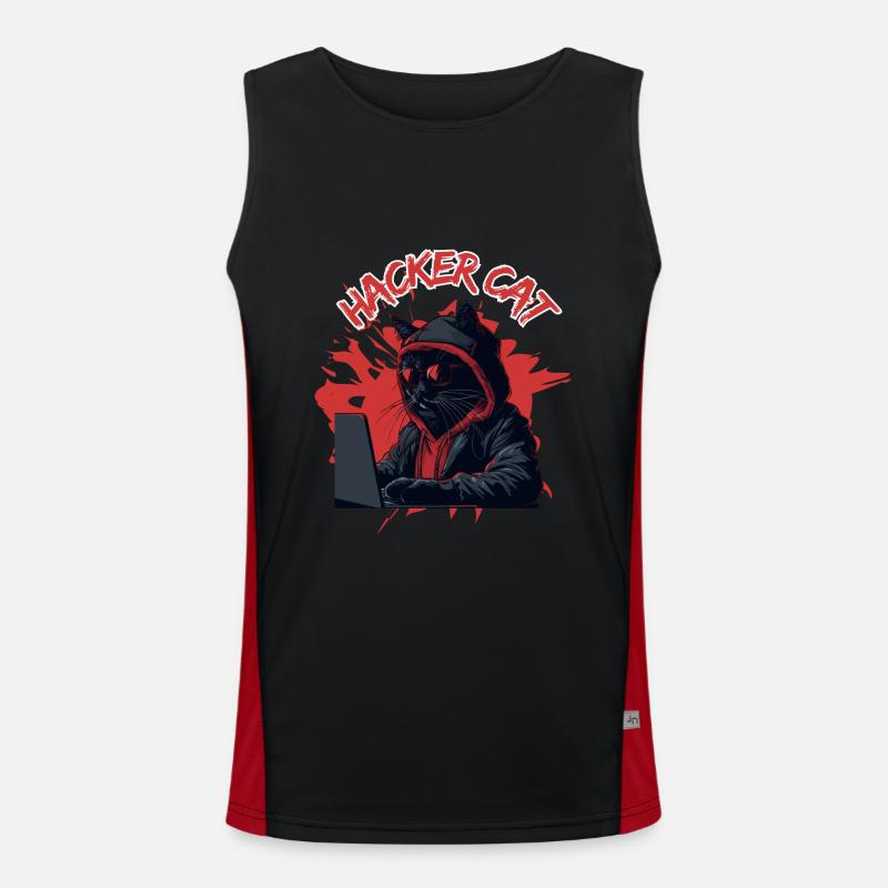 Hacker Cat 😻 Funktionelles Kontrast-Tank Top für Männer 