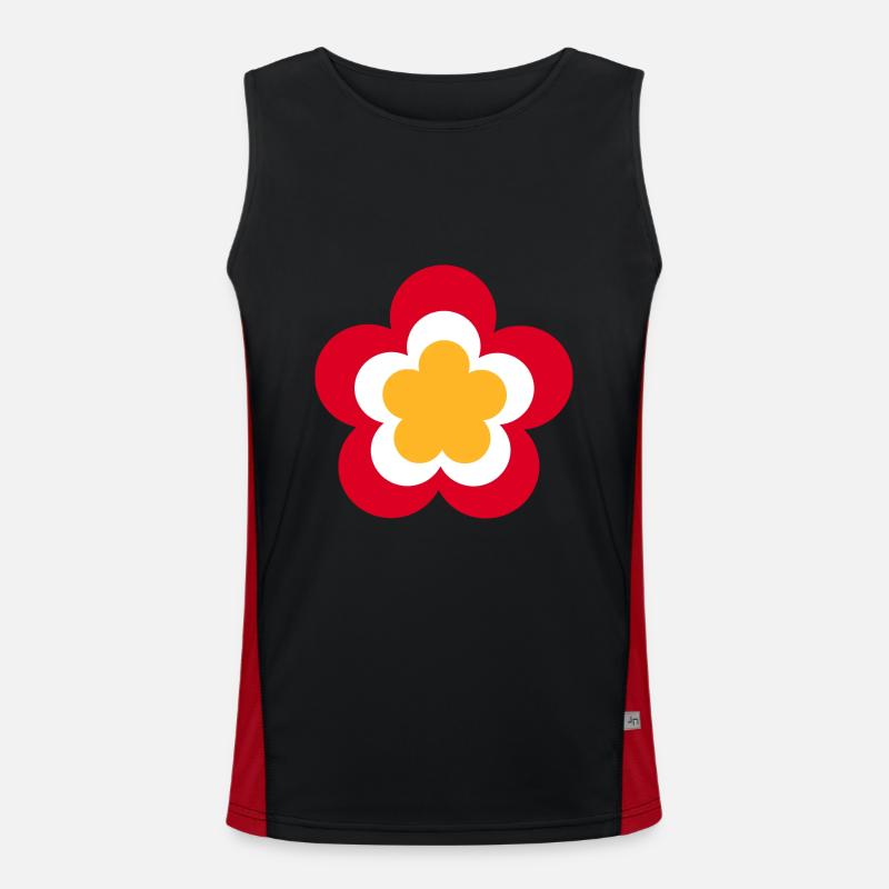 70s Flower Pattern Men's Functional Contrast Tank Top 