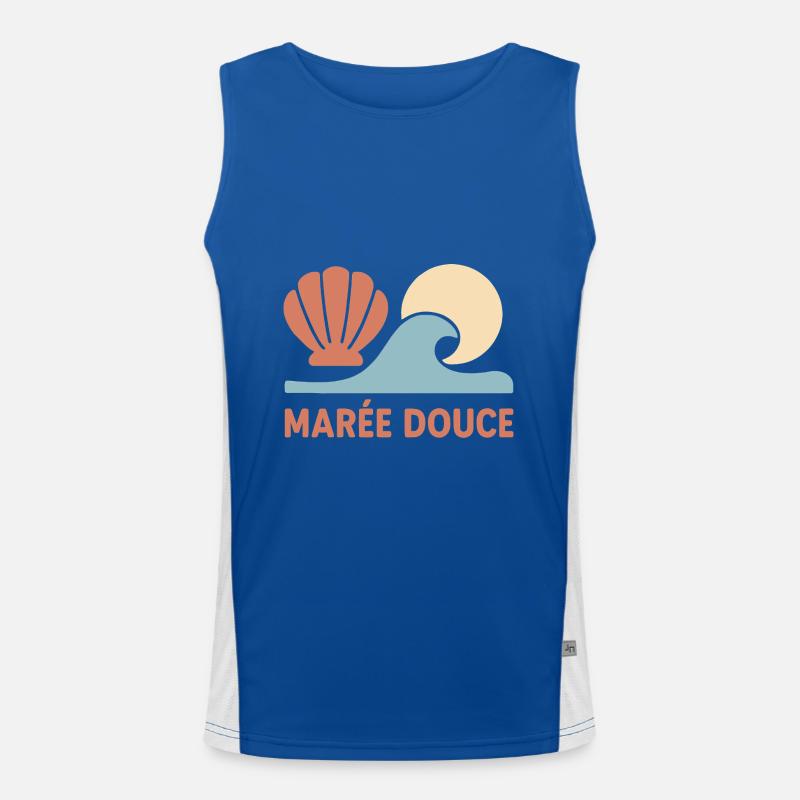 Marée douce – Vagues & soleil rétro Débardeur respirant contrasté Homme 