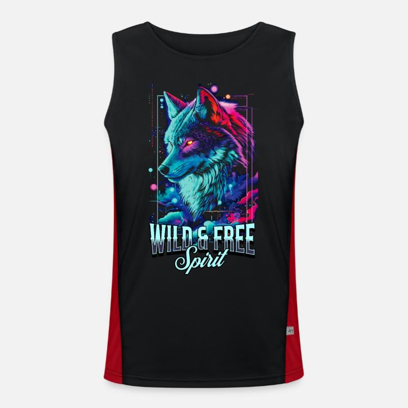 Wolf Wolf Head Predator Wilderness Neon Colorful Art Men's Functional Contrast Tank Top 