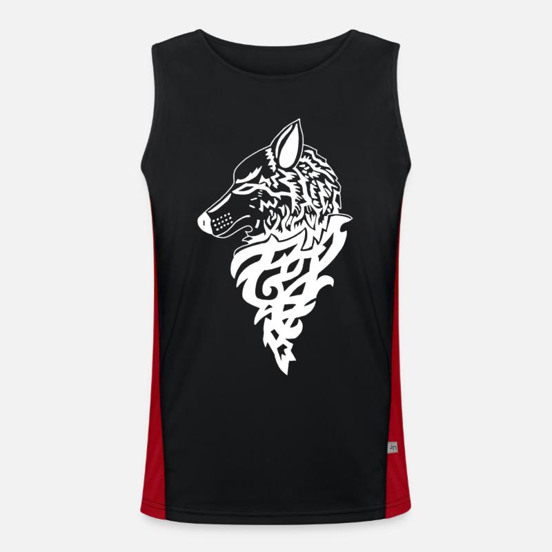 White Wolf, Forest Genius - Men's Functional Contrast Tank Top - black/red