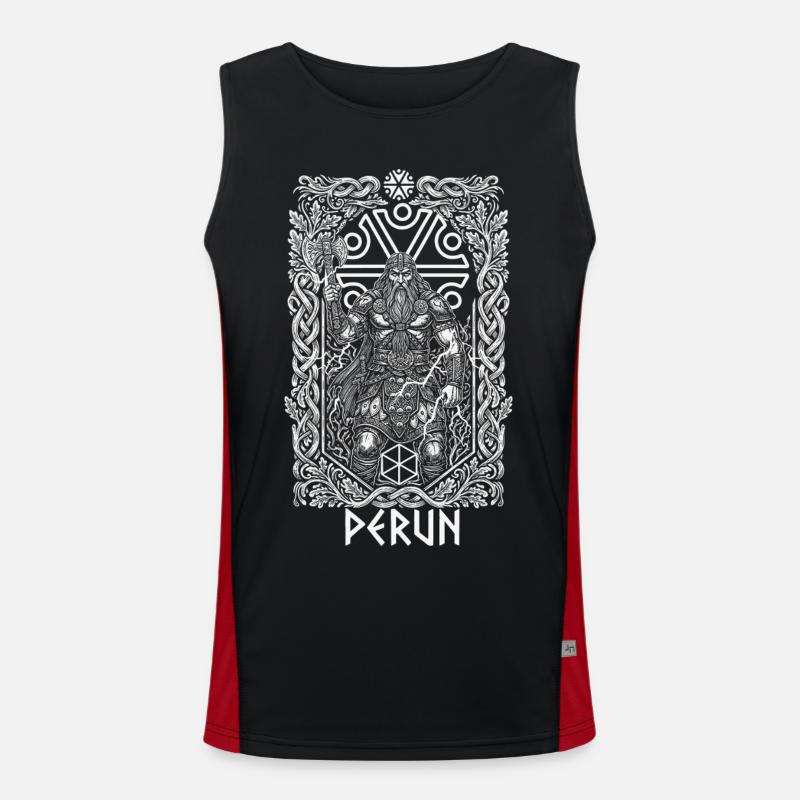 Perun Slavic Thunder God - Men's Functional Contrast Tank Top  - black/red