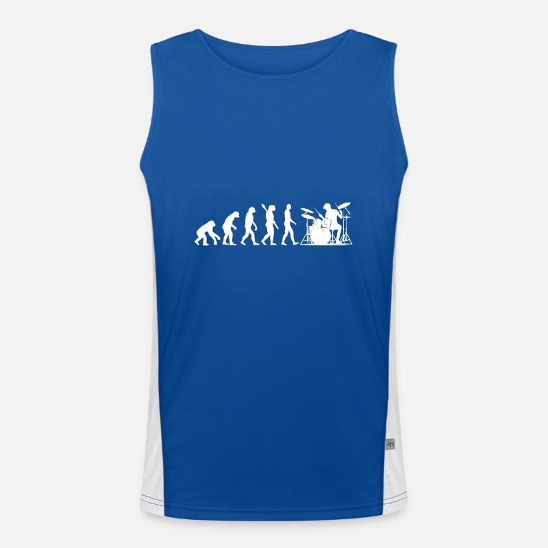 Evolution Schlagzeuger Silhouette Motiv Funktionelles Kontrast-Tank Top für Männer 