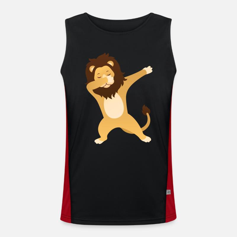 Lion Dab Dance - Cool Gift - Men's Functional Contrast Tank Top  - black/red