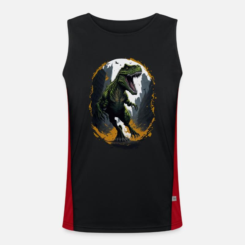 T Rex Dinosaur - Men's Functional Contrast Tank Top  - black/red