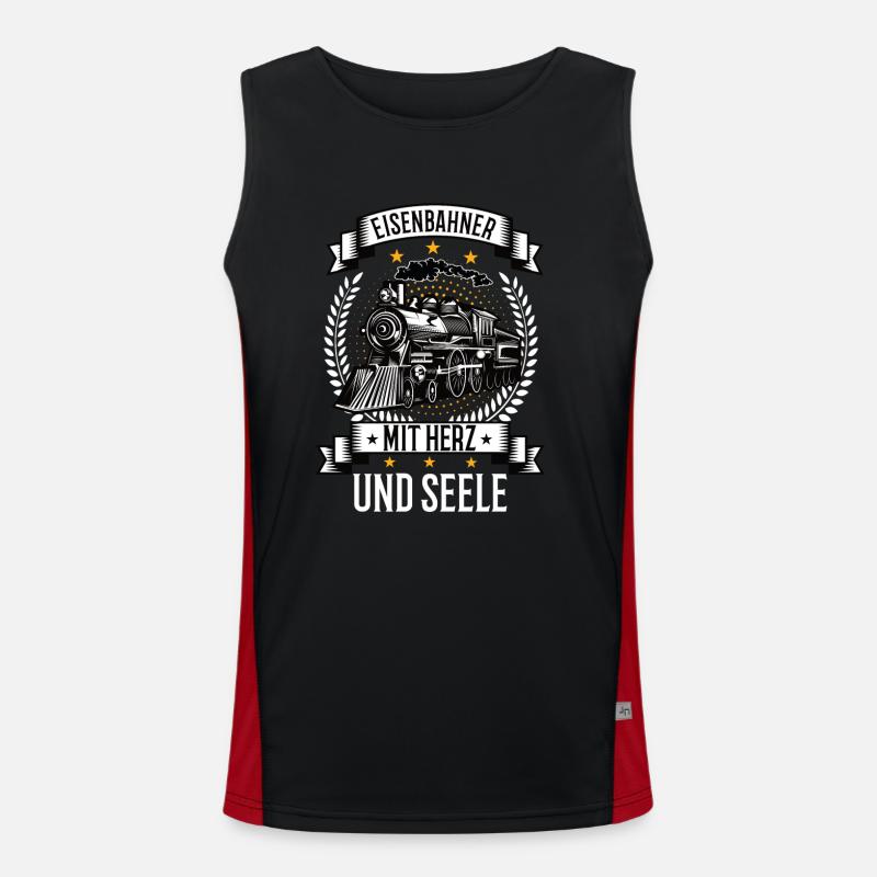 Eisenbahner mit Herz und Seele Eisenbahn Zug Funktionelles Kontrast-Tank Top für Männer 