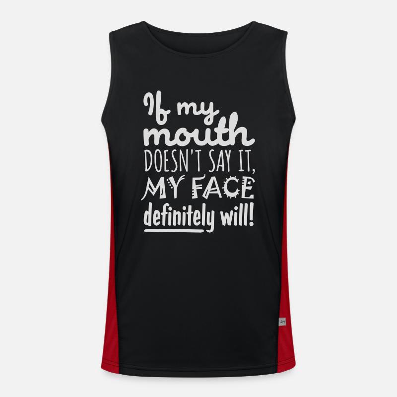 my face definitely will - Men's Functional Contrast Tank Top - black/red