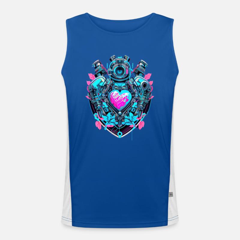 Cyborg Herz Funktionelles Kontrast-Tank Top für Männer 