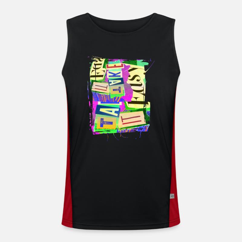 Newspaper Clips Scrapbook Magazines Alphabet Code Men's Functional Contrast Tank Top 