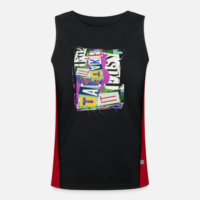 Newspaper Clips Scrapbook Magazines Alphabet Code Men's Functional Contrast Tank Top 