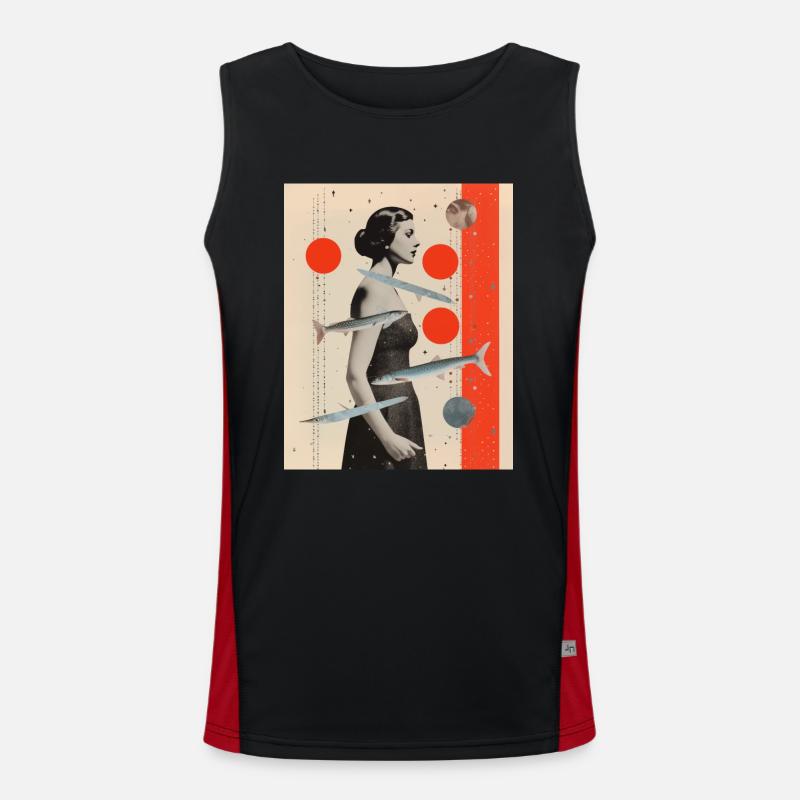 Pisces collage art astrology Men's Functional Contrast Tank Top 