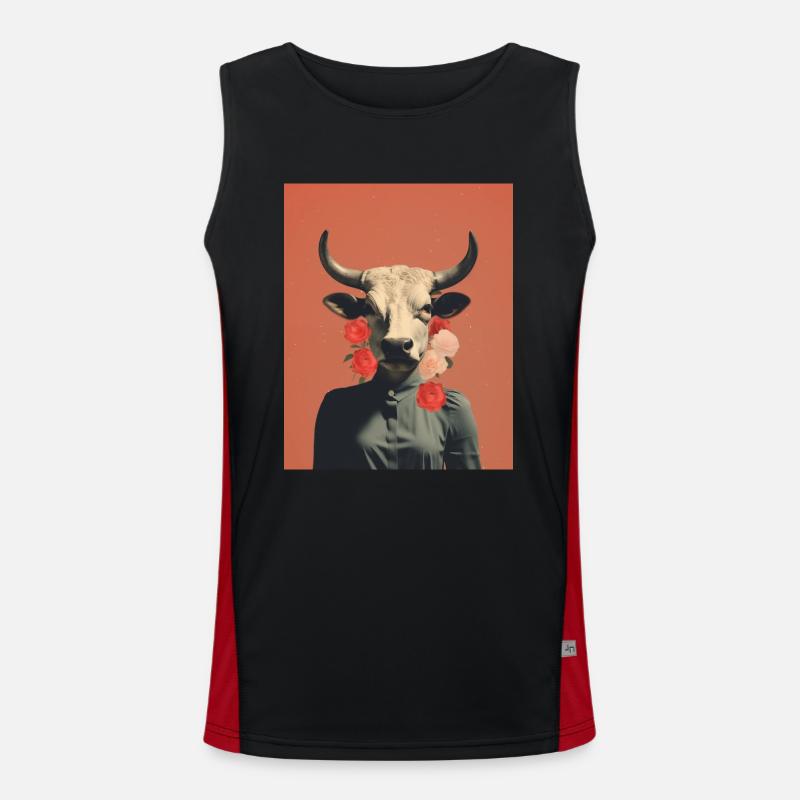 Frau Kuh surreale Collage Funktionelles Kontrast-Tank Top für Männer 