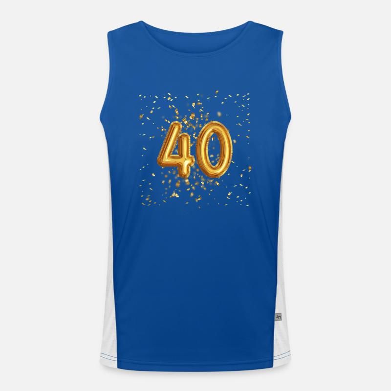 40 Jähriges Luftballon Design Funktionelles Kontrast-Tank Top für Männer 