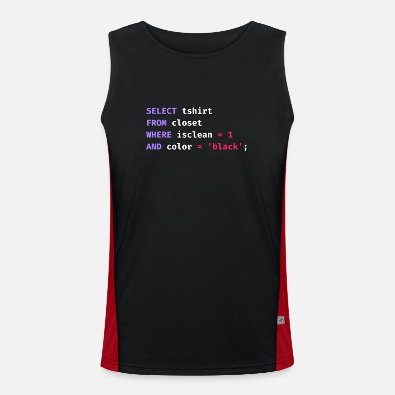 Programmierer Datenbank Wissenschaft Software Coder Lustig - Funktionelles Kontrast-Tank Top für Männer  - Schwarz/Rot