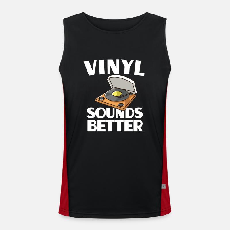 Vinyl Sounds Better Retro Audiophile Record Player Men's Functional Contrast Tank Top 