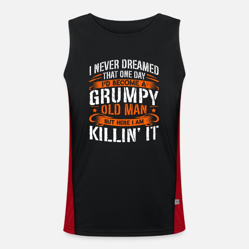 Opa Großvater Spruch Humor Become A Grumpy Old Man Funktionelles Kontrast-Tank Top für Männer 