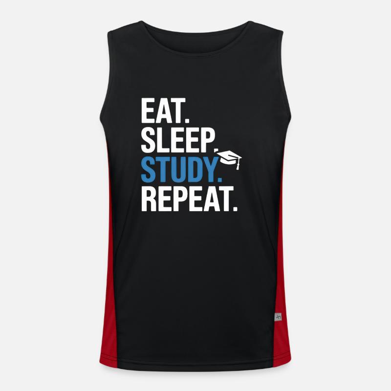 Eat Sleep Study Repeat - Men's Functional Contrast Tank Top - black/red