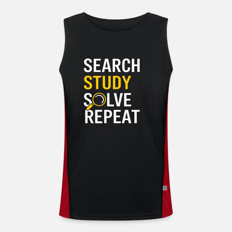 Search Study Solve Repeat - Men's Functional Contrast Tank Top  - black/red