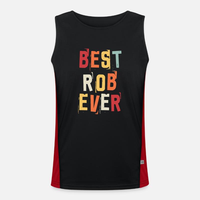 Bester Rob Ever Retro Vorname Text Spruch Geschenk Funktionelles Kontrast-Tank Top für Männer 