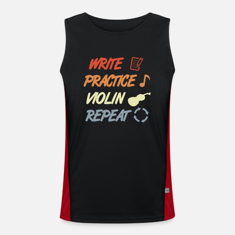 Write Practice Violin Repeat Men's Functional Contrast Tank Top 