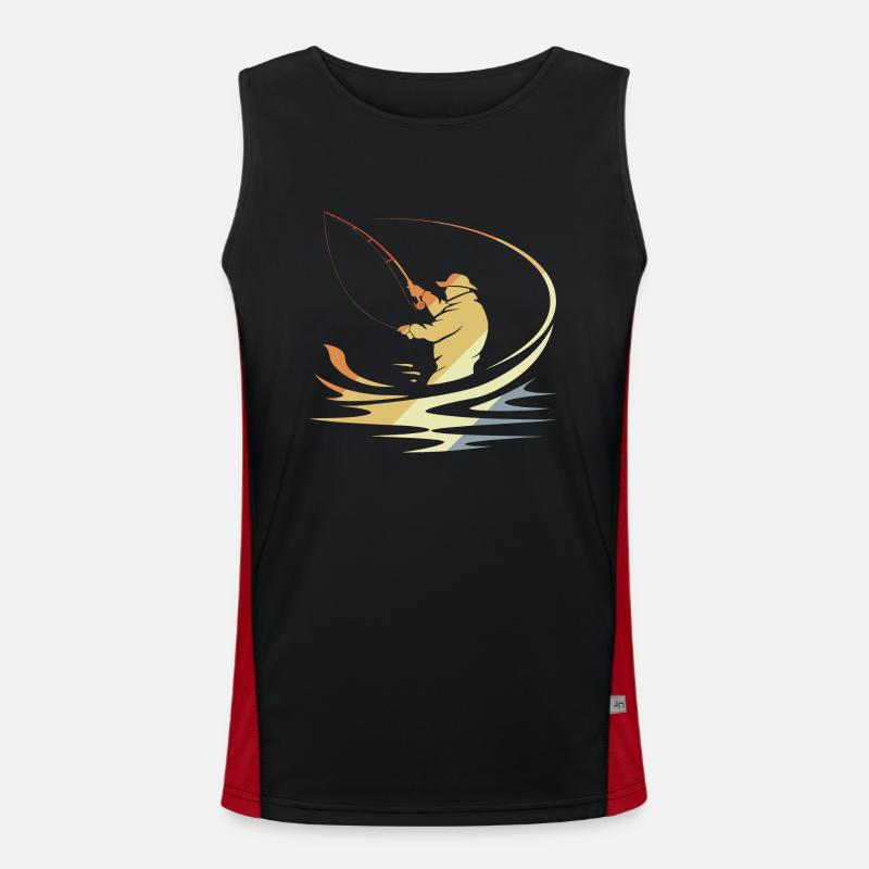 Angeln Skizze Retro Funktionelles Kontrast-Tank Top für Männer 
