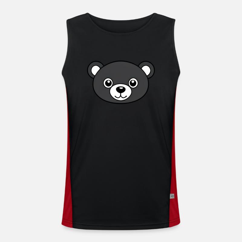 Mignon dessin animé mascotte ours Débardeur respirant contrasté Homme 