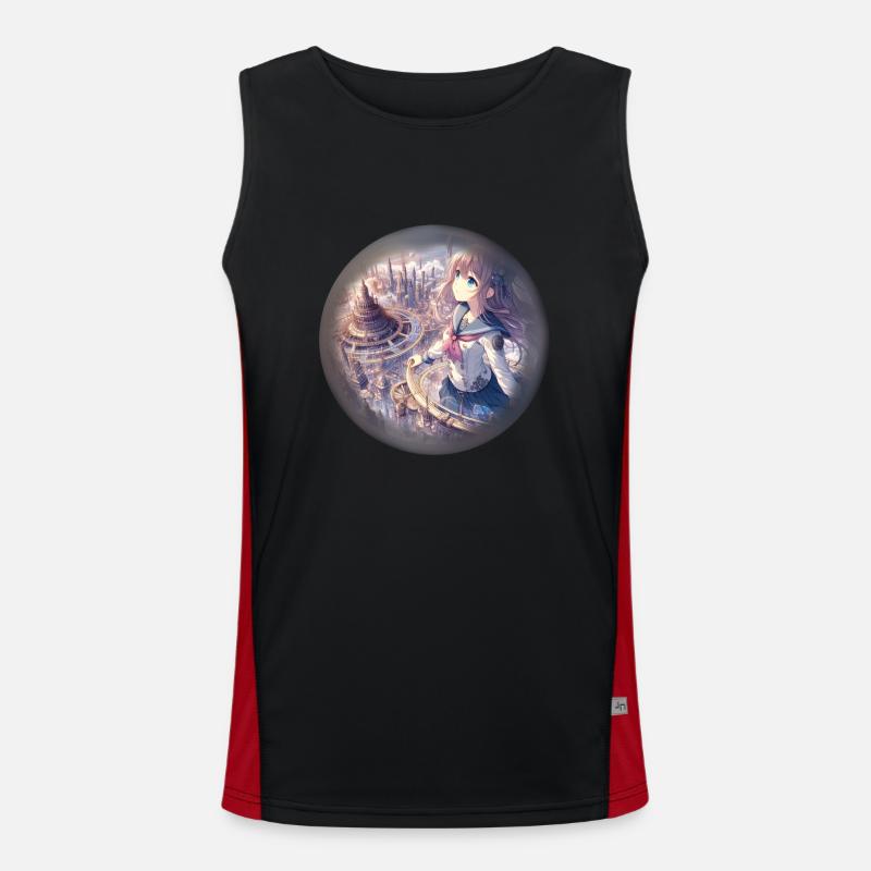 Another World - Men's Functional Contrast Tank Top  - black/red