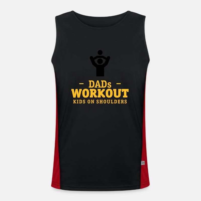 Papas workout mit Kind auf Schultern Geschenk Funktionelles Kontrast-Tank Top für Männer 
