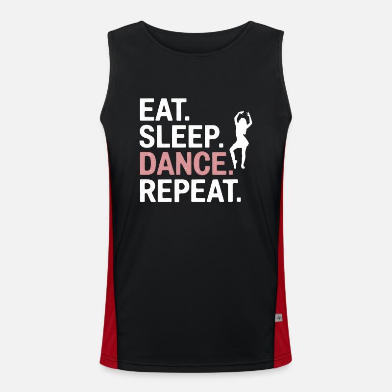 Eat Sleep Dance Repeat Funktionelles Kontrast-Tank Top für Männer 