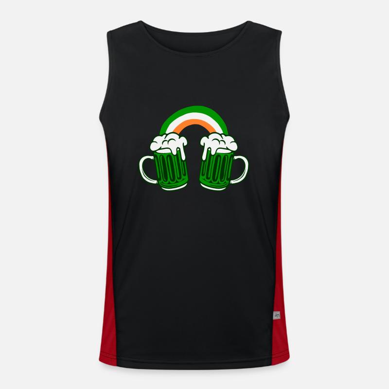 St. Patricks Day Irland Flagge Bier Kleeblatt Funktionelles Kontrast-Tank Top für Männer 