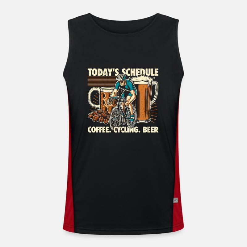 Today's program - coffee, cycling and beer Men's Functional Contrast Tank Top 