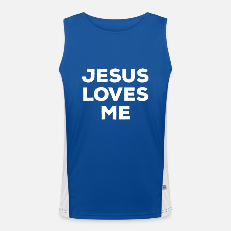 Jesus liebt mich Glaube Hoffnung Religion Funktionelles Kontrast-Tank Top für Männer 