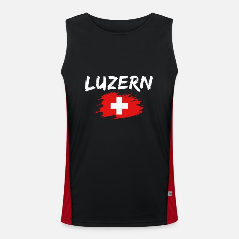 Luzern Schweiz Flagge Funktionelles Kontrast-Tank Top für Männer 
