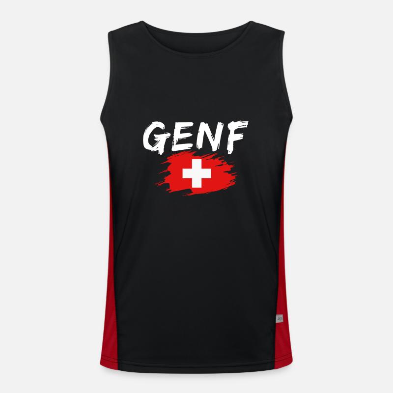 Genf Flagge Schweiz Funktionelles Kontrast-Tank Top für Männer 